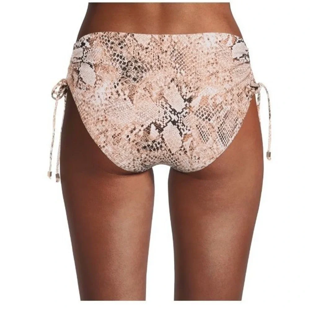 NEW Time and Tru Snake Skin Brown Mid Rise swim Bikini Bottom Plus sz 1X 16W-18W